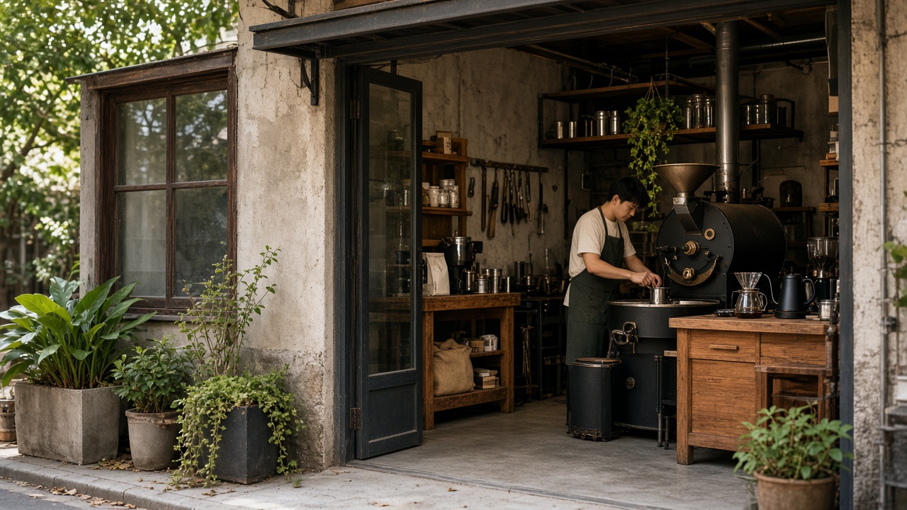 Coffee shop / small specialty roastery workspace at Hazelfield Studio